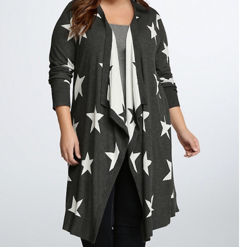 STAR PRINT DRAPE CARDIGAN